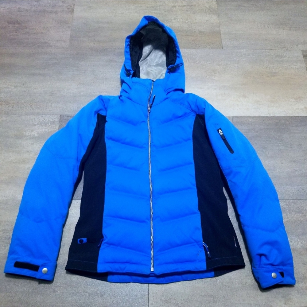 Obermeyer Blue and Black Hooded Ski Jacket